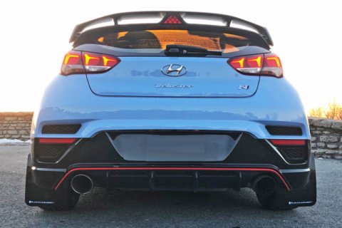 Rally Armor 19-22 Hyundai Veloster N Black UR Mud Flap w/ Red Logo thumbnail 4