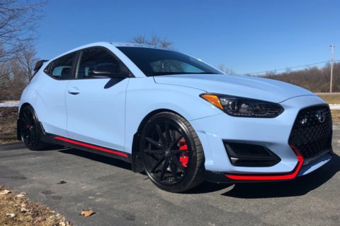 Rally Armor 19-22 Hyundai Veloster N Black UR Mud Flap w/ White Logo thumbnail 2