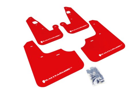 Rally Armor 07-17 Mitsubishi Lancer Red UR Mud Flap w/ White Logo thumbnail 4