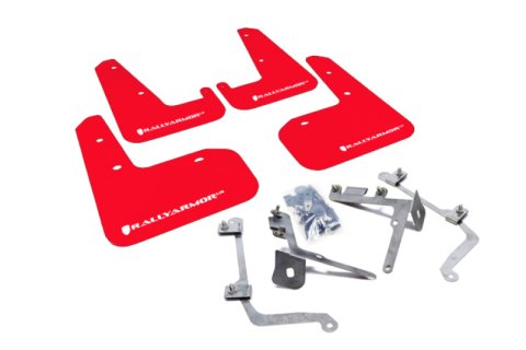 Rally Armor 11-14 Subaru WRX/STI (Sedan Only) Red UR Mud Flap w/White Logo thumbnail 1