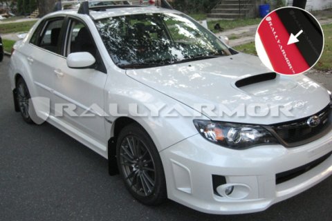 Rally Armor 11-14 Subaru WRX/STI (Sedan Only) Red UR Mud Flap w/White Logo thumbnail 2