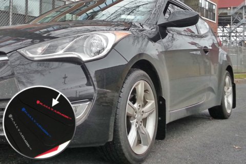 Rally Armor 12-18 Hyundai Veloster Black UR Mud Flap w/ Red Logo thumbnail 2