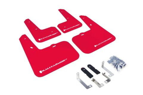 Rally Armor 12-18 Hyundai Veloster Red UR Mud Flap w/ White Logo thumbnail 3