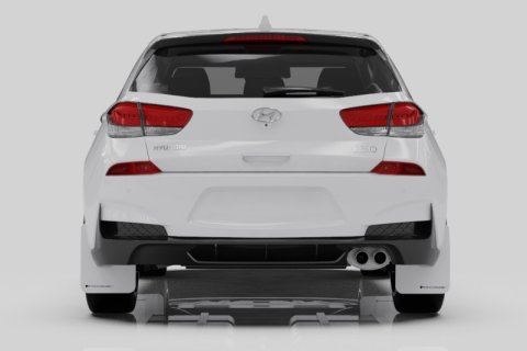 Rally Armor 19-21 Hyundai Elantra GT N Line/i30 White UR Mud Flap w/Black Logo thumbnail 2
