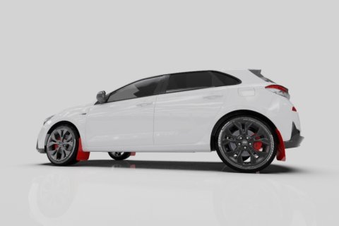 Rally Armor 19-21 Hyundai Elantra GT N Line/i30 White UR Mud Flap w/Black Logo thumbnail 3