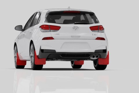 Rally Armor 19-21 Hyundai Elantra GT N Line/i30 White UR Mud Flap w/Black Logo thumbnail 5