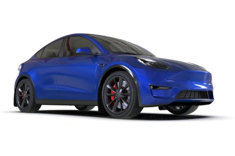 Rally Armor 20-26 Tesla Model Y, Juniper Y Black UR Mud Flap w/Red Logo thumbnail 1