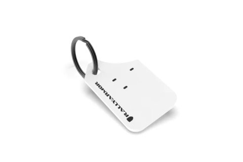 Rally Armor Mini UR Mud Flap Keychain - White w/ Black Logo thumbnail 2
