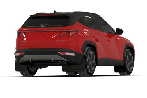 Rally Armor 22-24 Hyundai Tucson Black UR Mud Flap w/White Logo thumbnail 1