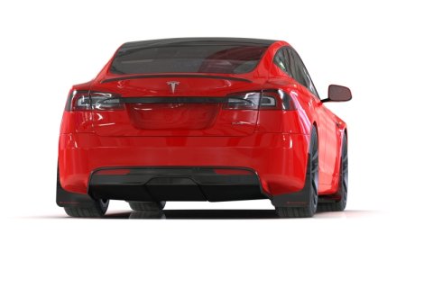 Rally Armor 21-26 Tesla Model S / S Plaid Black UR Mud Flap w/White Logo thumbnail 3
