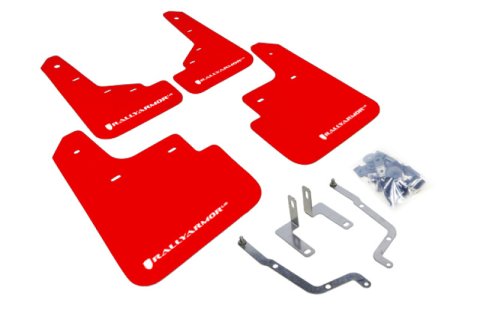 Rally Armor 14-18 Mazda3 Red UR Mud Flap w/White Logo thumbnail 1