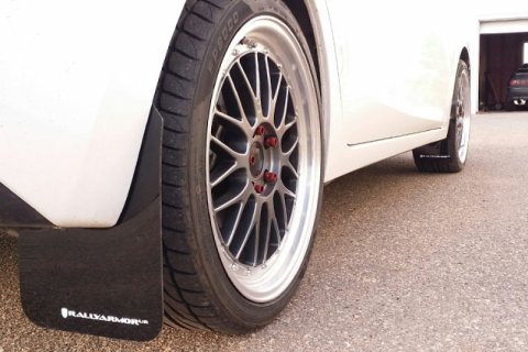 Rally Armor 14-18 Mazda3 Red UR Mud Flap w/White Logo thumbnail 3