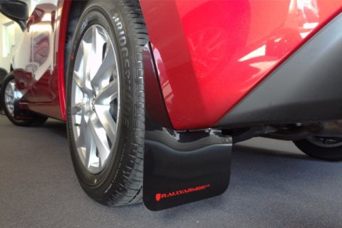 Rally Armor 14-18 Mazda3 Red UR Mud Flap w/White Logo thumbnail 4