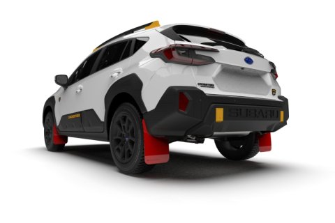 Rally Armor 24-26 Subaru Crosstrek (Wilderness Only) Red UR Mud Flap W/White Logo - No Drilling Req thumbnail 1