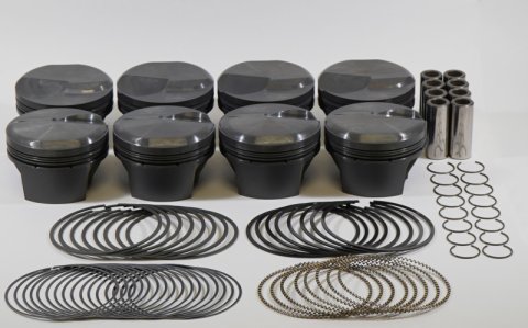 Mahle MS Piston Set BBC 460ci 4.280in Bore 4.00in Stroke 6.135in Rod .990 Pin 28cc 10.4 CR Set of 8 thumbnail 1