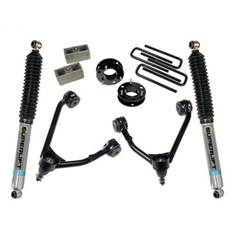 Superlift 14-18 Chevy Silv 1500 4WD 3.5in Lift Kit w/Alum/Steel Control Arms & Bilstein Rear Shocks thumbnail 1