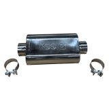 Kooks 3in Oval Clamp In Center/Center Muffler 12in Long Body Polished Stainless Steel thumbnail 2