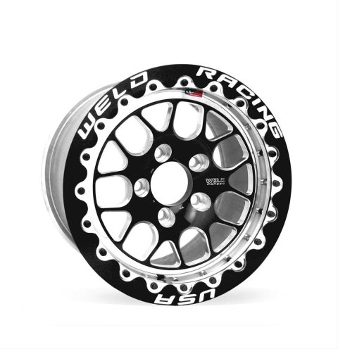 Weld S77 15x11.33 / 5x4.5 BP / 7.5in. BS Black Wheel (Low Pad) - Black Single Beadlock MT