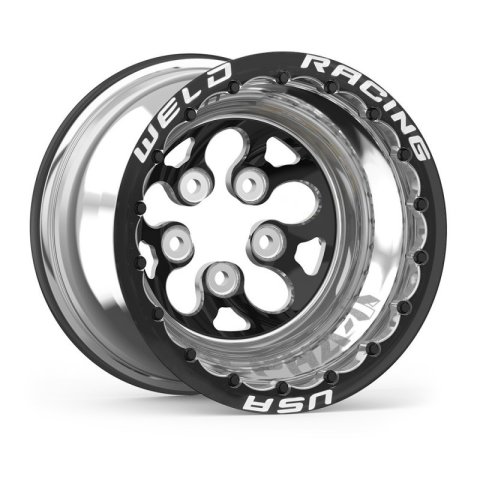 Weld Alpha-1 15x13 / 5x4.5 BP / 4in BS Black Wheel - Black Double Beadlock MT thumbnail 4