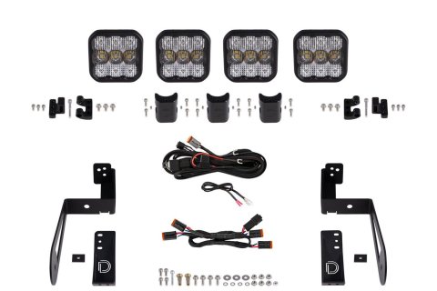 Diode Dynamics Jeep JK SS5 4-Pod CrossLink Grille Lightbar Kit Pro - White Combo