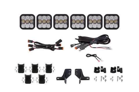Diode Dynamics Bronco SS5 6-Pod CrossLink Grille Lightbar Kit Sport - White Combo