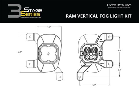 Diode Dynamics SS3 Sport Type Ram Vert Kit ABL - Yellow SAE Fog thumbnail 4