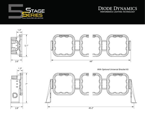 Diode Dynamics SS5 Pro Universal CrossLink 7-Pod Lightbar - White Driving thumbnail 3