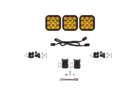 Diode Dynamics SS5 Pro Universal CrossLink 3-Pod Lightbar - Yellow Driving