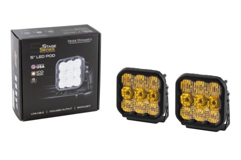 Diode Dynamics SS5 LED Pod Pro - Yellow Flood (Pair) thumbnail 6