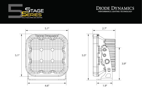 Diode Dynamics SS5 LED Pod Pro - Yellow Flood (Pair) thumbnail 9