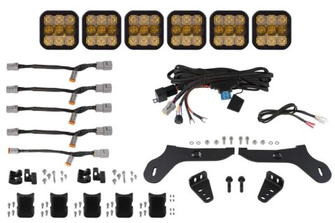 Diode Dynamics 17-20 Ford Raptor SS5 Grille CrossLink Lightbar Kit - Yellow Pro Combo thumbnail 1