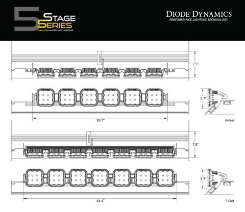 Diode Dynamics Prinsu/Sherpa Roof Racks- SS5 6-Pod CrossLink Mounting Kit - Pro White Driving thumbnail 5