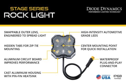 Diode Dynamics RGBW Rock Light Installer Kit w/Controller (4-pack) thumbnail 5