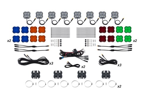Diode Dynamics Stage Series SXS Rock Light Installer Kit - White Diffused M8 (8-pack) thumbnail 1