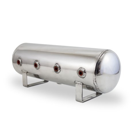 Air Lift 2.5 Gal Alum Air Tank - (4) 1/4in Face Ports & 1/4in Drain Port - 20in L X 6in D - Polished thumbnail 1