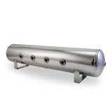 Air Lift 4 Gal Alum Tank - (4) 1/4in Face (2) 3/8in Ports & 1/4in Drain - 30in L X 6in D - Polished thumbnail 2
