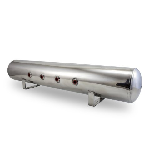 Air Lift 5 Gal Alum Air Tank - (4) 3/8in Face Ports & 1/4in Drain Port - 36in L X 6in D - Polished thumbnail 1