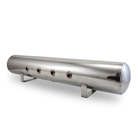 Air Lift 5 Gal Alum Air Tank - (4) 3/8in Face Ports & 1/4in Drain Port - 36in L X 6in D - Polished thumbnail 2
