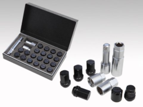 Rays M12x1.50 19mm Hex w/ 2 Piece Double Lock Nut Set - Black thumbnail 1