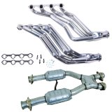 BBK 86-93 Ford Mustang 1-3/4 Long Tube 351 Swap Headers w/High Flow Catted X-Pipe (Silver Ceramic) thumbnail 1