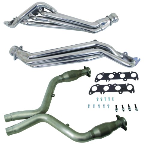 BBK 11-14 Ford Mustang GT 1-3/4 Long Tube Headers w/High Flow Catted Mid Pipe (Silver Ceramic) thumbnail 1