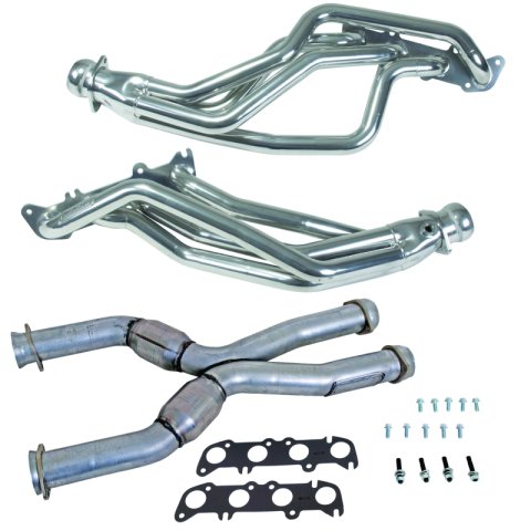 BBK 86-04 Ford Mustang Coyote Swap 1-3/4in Headers w/High Flow Catted X-Pipe (Silver Ceramic) thumbnail 1