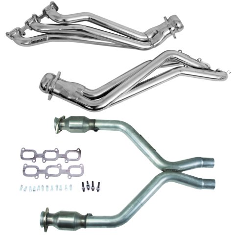 BBK 11-14 Ford Mustang V6 1-3/4 Long Tube Headers w/High Flow Catted X-Pipe (Silver Ceramic) thumbnail 1
