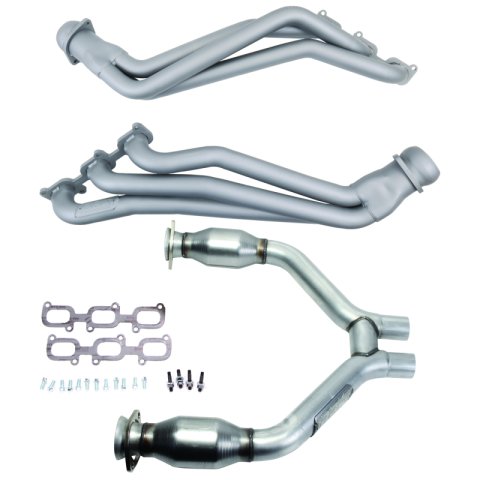 BBK 15-17 Ford Mustang V6 1-3/4 Long Tube Headers w/High Flow Catted H Pipe (Ti Ceramic) thumbnail 1