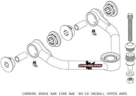 Camburg Dodge RAM 1500 (DS) 4WD 09-21 1.25in Performance Uniball Upper Arms (w/ covers) thumbnail 4