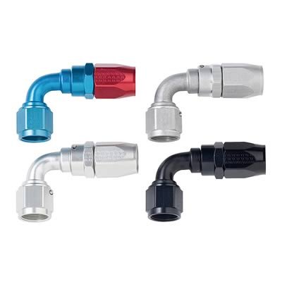 Fragola -16AN x 90 Degree Power Flow Hose End - Blue/Red
