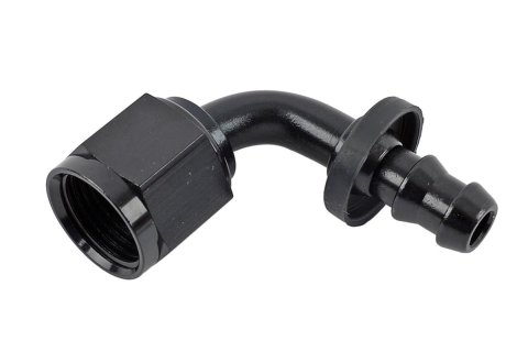 Fragola -8AN Nut x -6AN 90 Degree Push-Lite Hose End For Fuel Cell Conversion - Black
