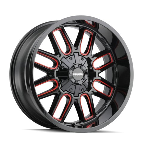 Mayhem 8107 Cogent 17x9 / 5x127 BP / -12mm Offset / 87.1mm Hub Black w/ Prism Red Wheel thumbnail 2