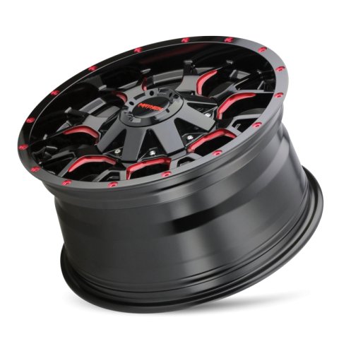 Mayhem 8015 Warrior 18x9 / 6x135 BP / 18mm Offset / 106mm Hub Black w/ Prism Red Wheel thumbnail 7