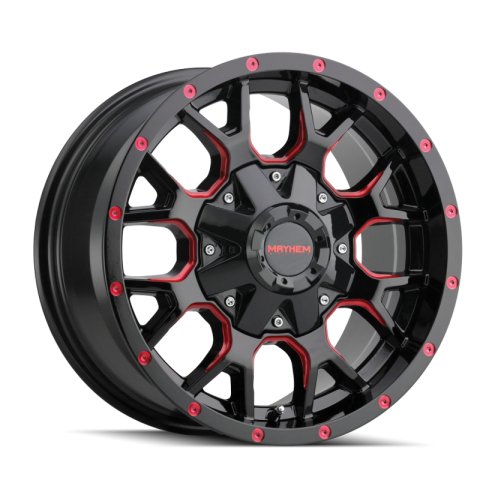 Mayhem 8015 Warrior 17x9 / 5x127 BP / 18mm Offset / 87mm Hub Black w/ Prism Red Wheel thumbnail 3